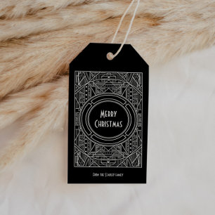 Elegant retro art deco Merry Christmas Gift Tags
