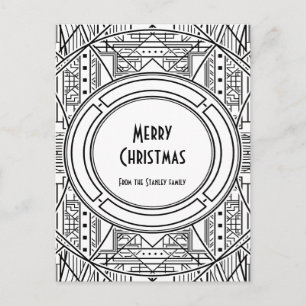 Elegant retro art deco Merry Christmas Postcard