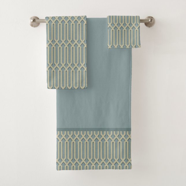 Elegant Retro Art Deco Pattern Bath Towel Set (Insitu)