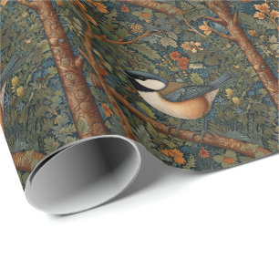 Elegant Retro Art Nouveau woodland bird Wrapping Paper