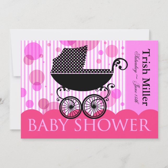 Elegant Retro Baby Carriage - Baby Shower Party Invitation (Front)