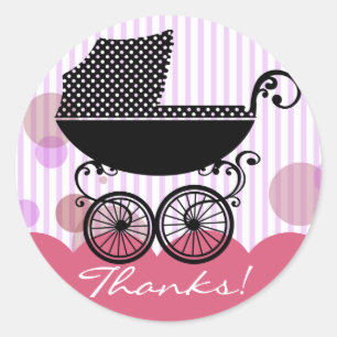 Elegant Retro Baby Carriage - Baby Shower Sticker