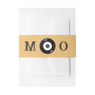 Elegant Retro Black and White Vinyl Record Wedding Invitation Belly Band