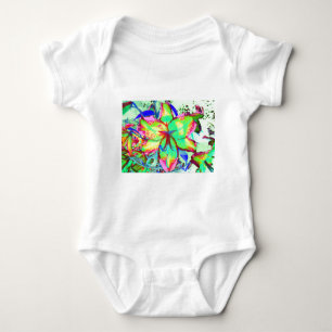 Elegant retro boho abstract green pink floral baby bodysuit