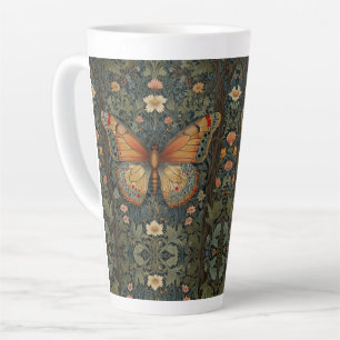 Elegant retro boho butterfly botanical greenery latte mug