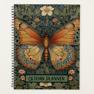 Elegant retro boho butterfly botanical greenery planner