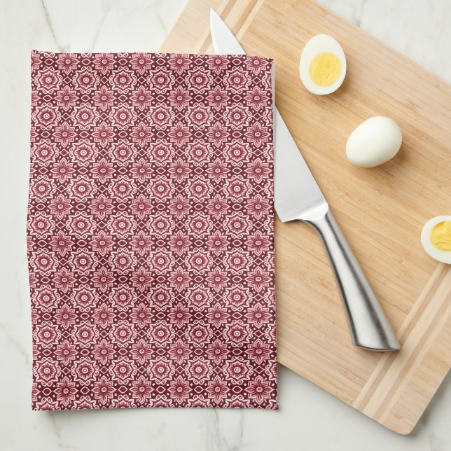 Elegant Retro Boho Floral Pattern  Tea Towel (Quarter Fold)