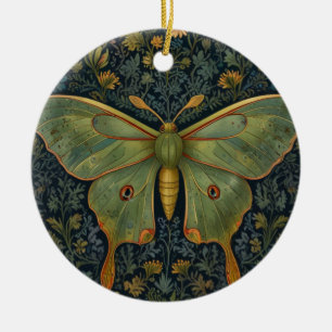 Elegant retro boho Luna moth botanical  Ceramic Ornament