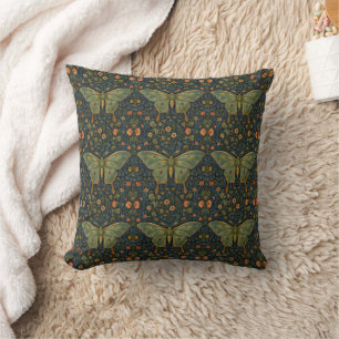 Elegant retro boho Luna moth botanical  Cushion