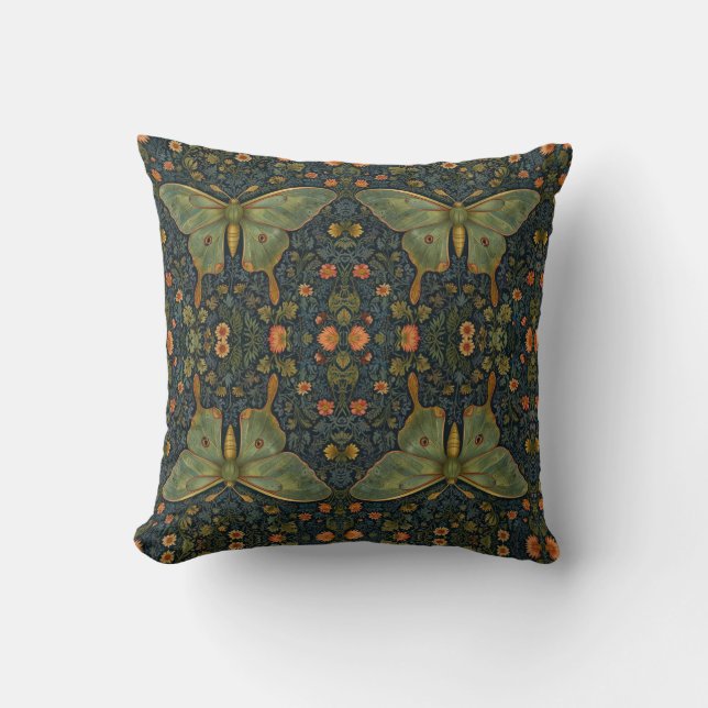 Elegant retro boho Luna moth botanical  Cushion (Front)