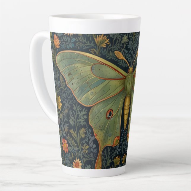 Elegant retro boho Luna moth botanical  Latte Mug (Left Angle)