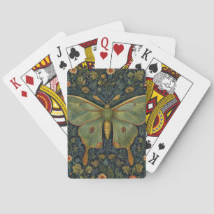 Elegant retro boho Luna moth botanical Playing Cards