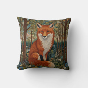Elegant retro boho red fox woodland animal cushion