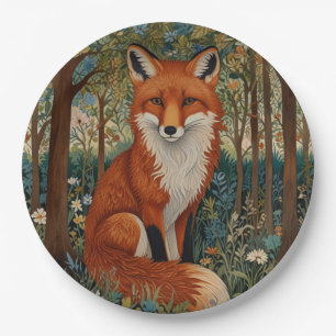Elegant retro boho red fox woodland animal paper plate