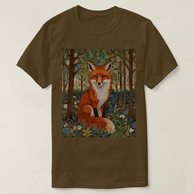 Elegant retro boho red fox woodland animal T-Shirt (Design Front)