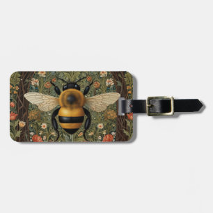 Elegant retro bumblebee boho botanical floral art luggage tag