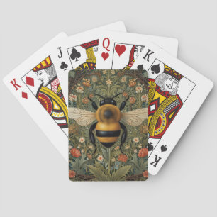 Elegant retro bumblebee boho botanical floral art playing cards