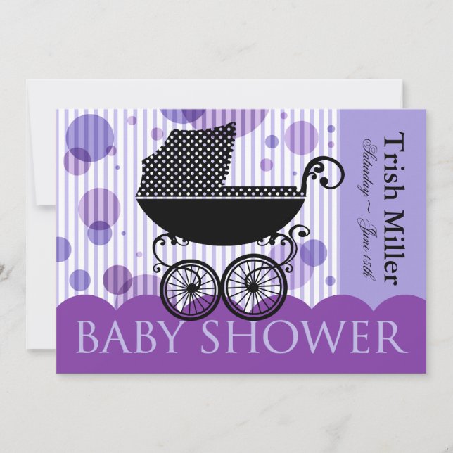 Elegant Retro Carriage Baby Shower Party Invitation (Front)