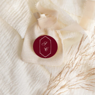 Elegant Retro Checkered Burgundy Wedding Classic Round Sticker