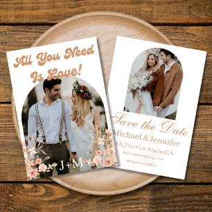 elegant retro chic script 2 arch photos boho save the date