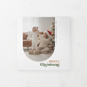 Elegant Retro Christmas Design Family Arch Photo Tri-Fold Card