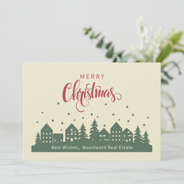 Elegant Retro Christmas Home | Realtor Customised Thank You Card (Standing Front)