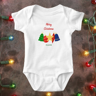 Elegant retro Christmas ornaments family Baby Bodysuit