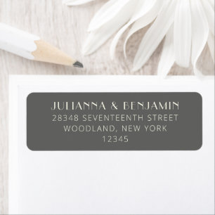Elegant Retro Dark Grey Art Deco Return Address Label