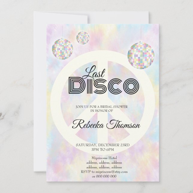  Elegant Retro Disco ball Groovy Bridal Shower  Invitation (Front)