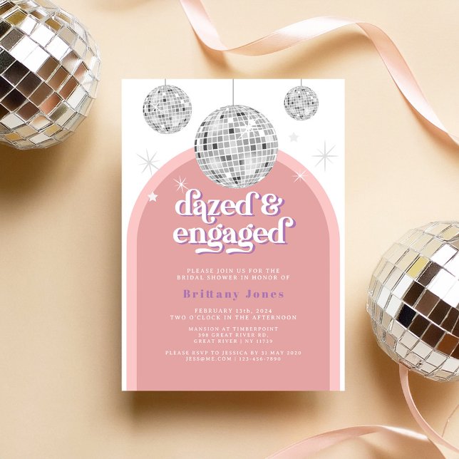 Elegant Retro Disco Groove Bridal Shower photo Invitation (Creator Uploaded)