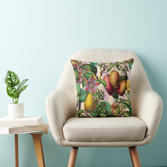 Elegant Retro Fruits and Flowers Big Bold Tropical Cushion (Chair)