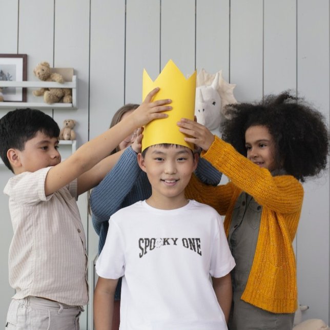 Elegant retro Halloween Spooky One first  Birthday Baby T-Shirt (Creator Uploaded)