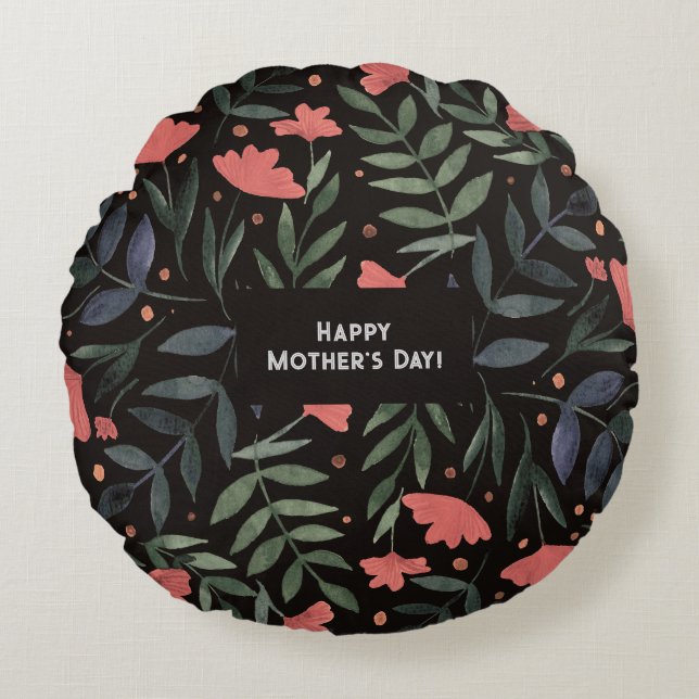 Elegant retro magical garden Mother's Day Round Cushion (Front)