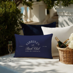 Elegant Retro Navy Blue Bachelorette Weekend Lumbar Cushion