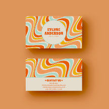 Elegant Retro Orange Blue Yellow 70s Boho Groovy