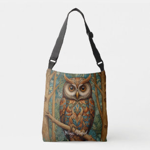 Elegant retro owl boho bohemian forest greenery  crossbody bag