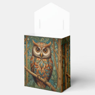 Elegant retro owl boho bohemian forest greenery favour box