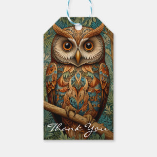 Elegant retro owl boho bohemian forest greenery gift tags