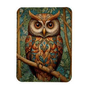 Elegant retro owl boho bohemian forest greenery  magnet