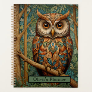 Elegant retro owl boho bohemian forest greenery  planner