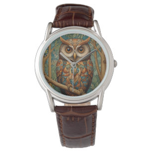 Elegant retro owl boho bohemian forest greenery  watch