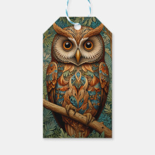 Elegant retro owl forest greenery gift tags