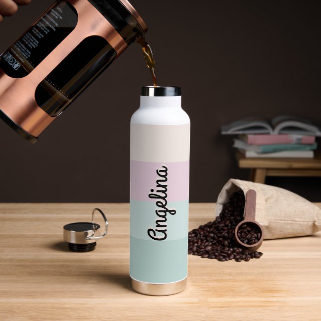Elegant Retro Personalised Name Business Water Bottle (Coffee)