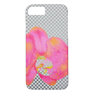 Elegant retro pink watercolor orchids polka dots iPhone 8/7 case