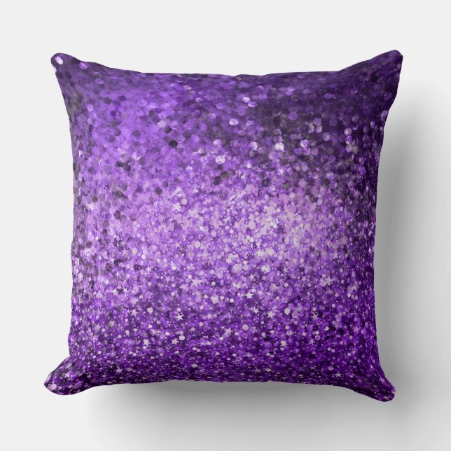Elegant Retro Purple Glitter Pattern Cushion (Front)