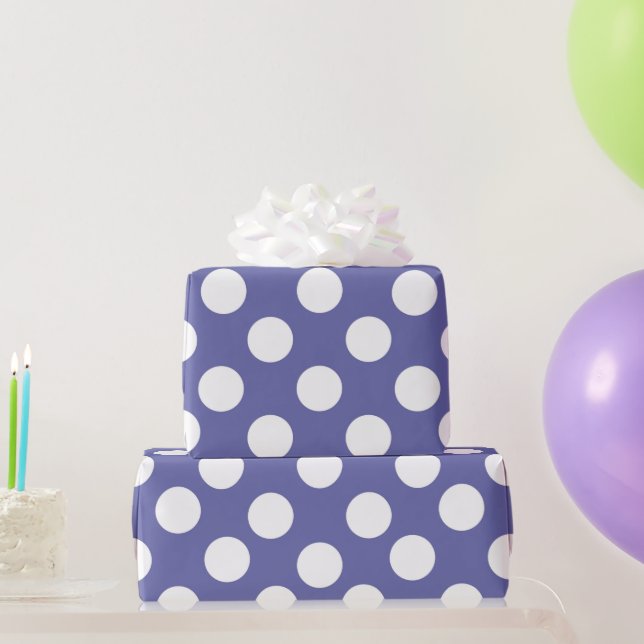 Elegant retro purple white polka dots wrapping paper (Party Gifts)