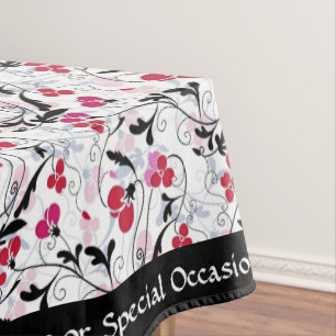 Elegant Retro Red Black Foliage Vines Art Deco Tablecloth