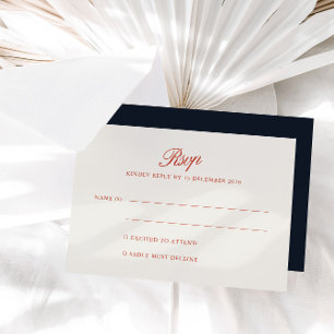 Elegant Retro Red & Deep Blue Black RSVP Card