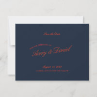 Elegant Retro Red & Ivory Save the Date Card