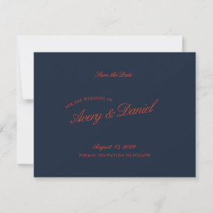 Elegant Retro Red & Ivory Save the Date Card